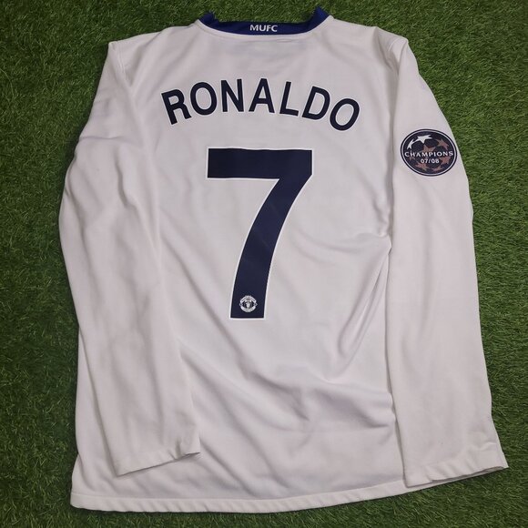 Ronaldo Manchester United UEFA FINAL 2008 2009 Away Long Sleeve Soccer Jersey M - Picture 1 of 9